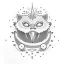 calcifer from howls castle making and eating food tattoo design idea