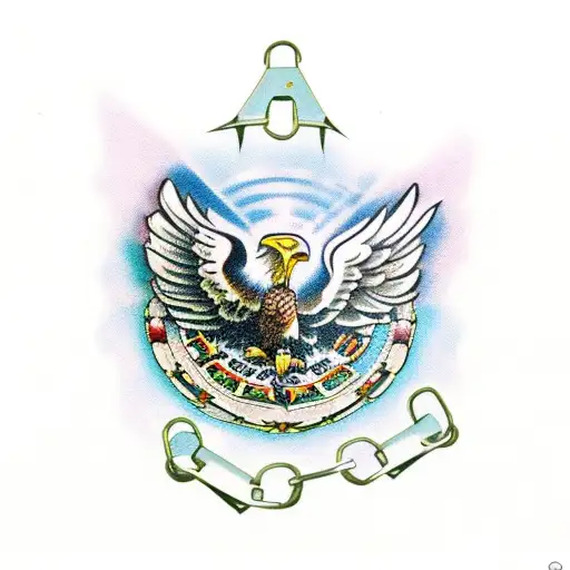 Mexican eagle holding chain tattoo design idea
