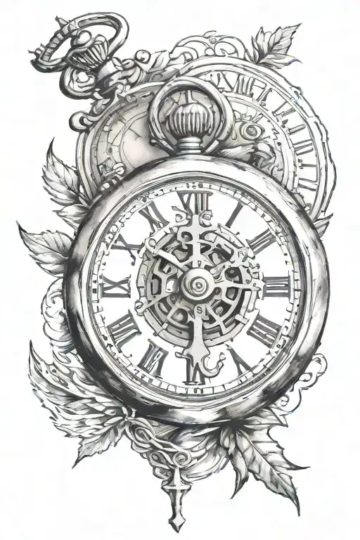 Christian Cross and a stopwatch tattoo design idea