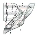 musical barlines with notes morph into DNA double helix that morphs into binary 1 and 0 and fades into nothingness  tattoo design idea