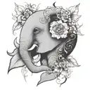 Elephant face infinity symbol heart abstract silhouette tattoo design idea