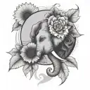 Elephant face infinity symbol heart abstract silhouette tattoo design idea