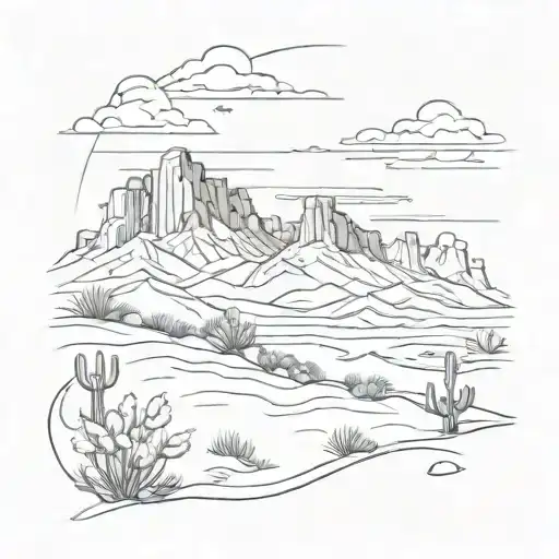 desert landscape tattoo design idea