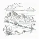 desert landscape tattoo design idea