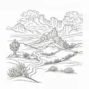 desert landscape tattoo design idea