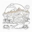 desert landscape tattoo design idea