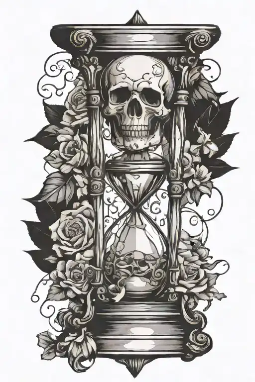 memento mori hourglass tattoo design idea