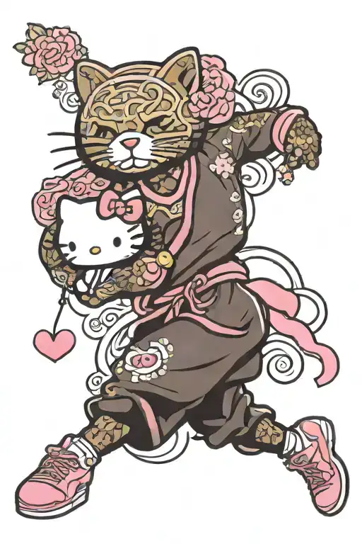 pink hello kitty kobe bryant tattoo design idea