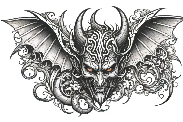 devil with wings tattoo design idea