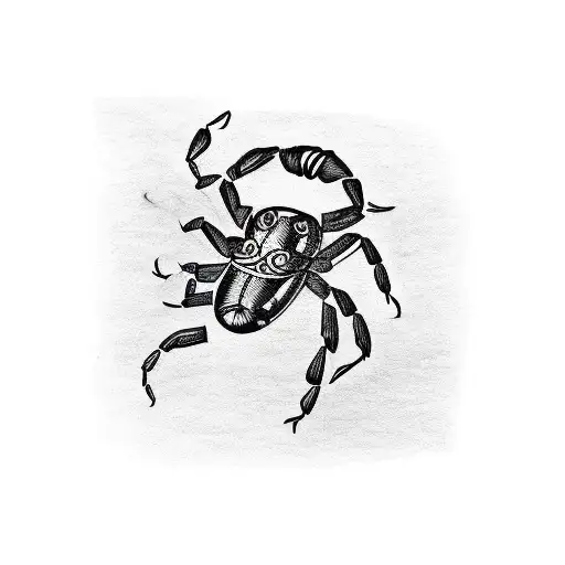 Incorporate the scorpion sign into a tattoo of a microphone surrounded by musical notes tattoo design idea