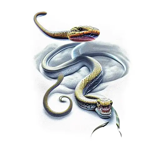Snake with fire  tattoo design idea