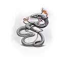 Snake with fire  tattoo design idea