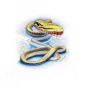 Snake with fire  tattoo design idea