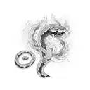Snake with fire  tattoo design idea