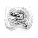 Snake with fire  tattoo design idea