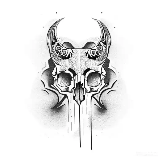 woman with animal skull tattoo design idea