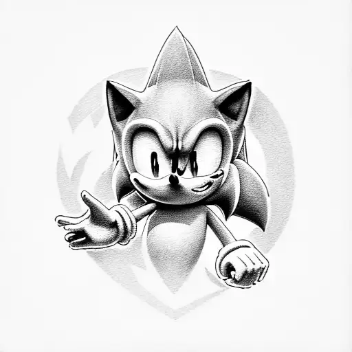 Dotwork Sonic The Hedgehog Tattoo Idea  BlackInk