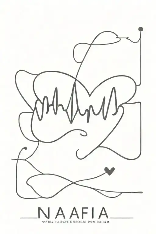 heartbeat with first name Naïa tattoo design idea