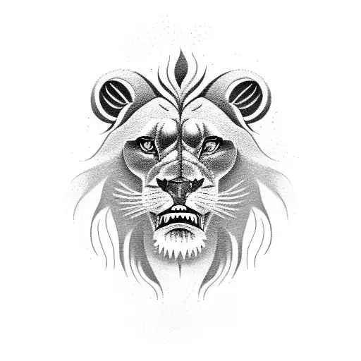 A roaring lion emerging from a waterfall tattoo design idea