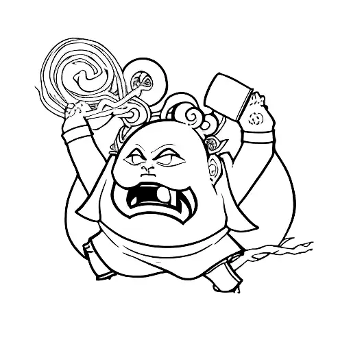 A minimalist design of kid majin boo anime tattoo design idea