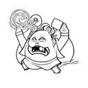 A minimalist design of kid majin boo anime tattoo design idea