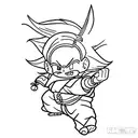 A minimalist design of kid majin boo anime tattoo design idea