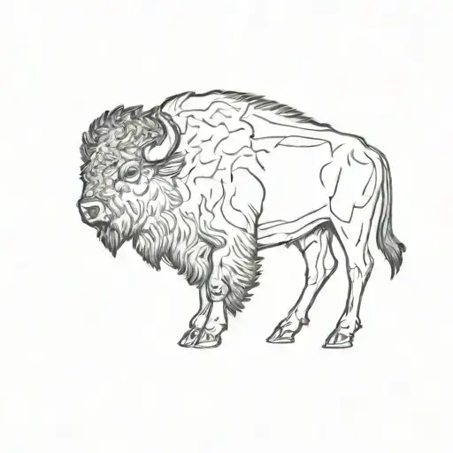 bison side profile outline filled tattoo design idea