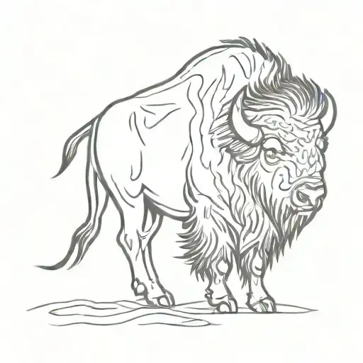 bison outline side tattoo design idea