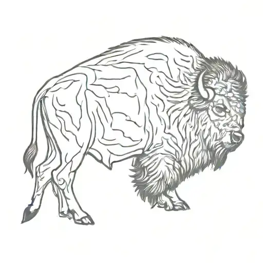 bison side profile tattoo design idea