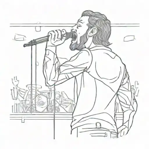 behind heavy metal vocalist in front of crowd tattoo design idea