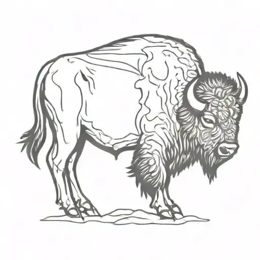 bison outline side tattoo design idea