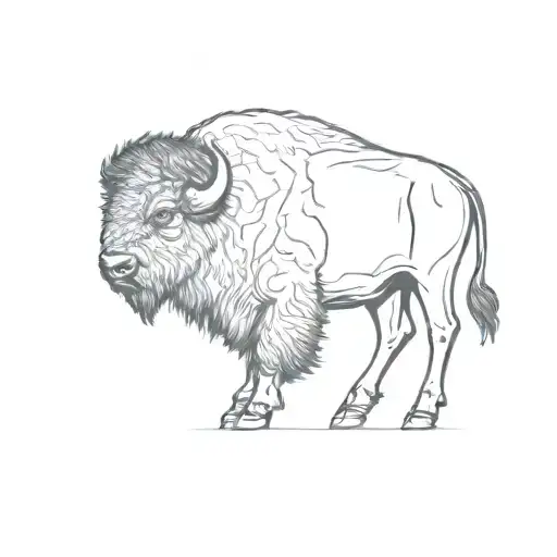 bison side profile outline filled tattoo design idea