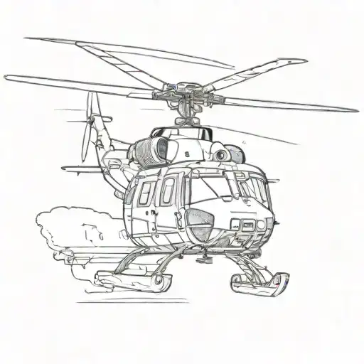 Huey helicopter from front view tattoo design idea