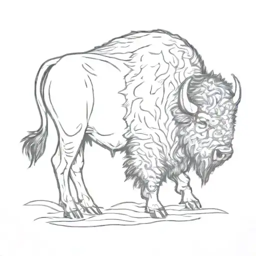 bison outline side tattoo design idea