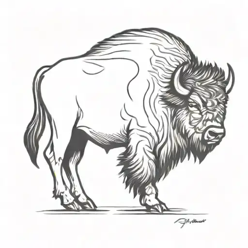 bison black silhouette side profile tattoo design idea