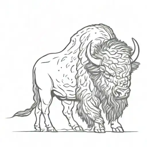 bison outline side tattoo design idea