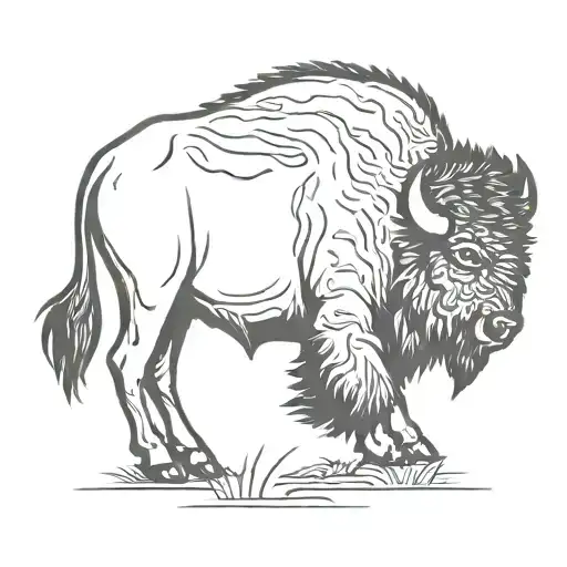 bison filled silhouette side profile tattoo design idea