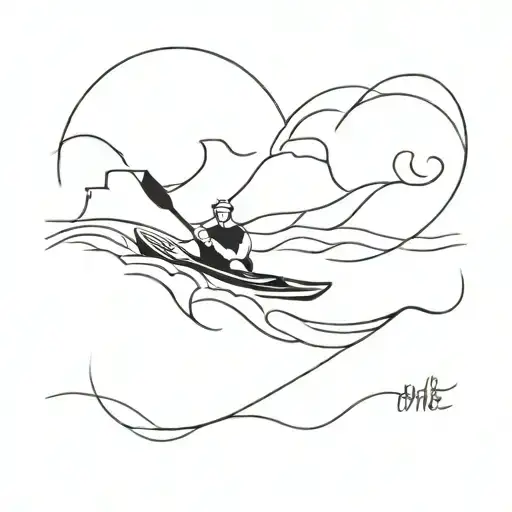 sea kayak wave tattoo design idea
