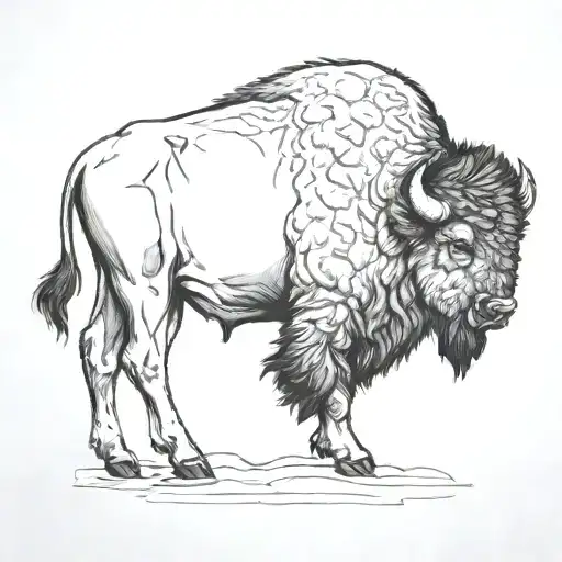 bison black outline side profile tattoo design idea