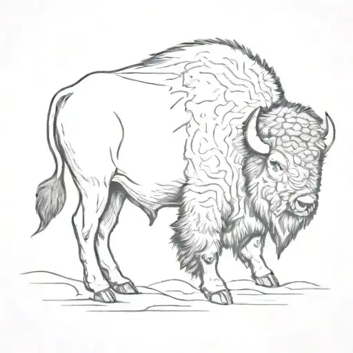 bison outline side tattoo design idea