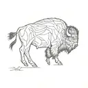 bison side profile outline filled tattoo design idea