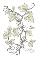 grape vine with words "I am the vine; you are the branches. If you remain in me and I in you, you will bear much fruit"  tattoo design idea