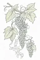 grape vine with John 15:5 verse written within its vines tattoo design idea