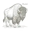 bison side profile looking tattoo design idea