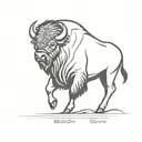 single line bison running side profile outline tattoo design idea