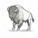single line bison running side profile outline tattoo design idea