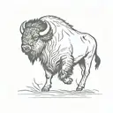 single line bison running side profile outline tattoo design idea