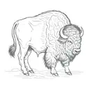 bison outline side tattoo design idea