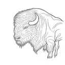 single line bison side profile outline tattoo design idea