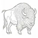 single line bison side profile outline tattoo design idea